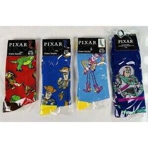 Pixar Toy Story Crew Socks Unisex Size 9-13/6-12 Disney Novelty Lot /4 Pairs New